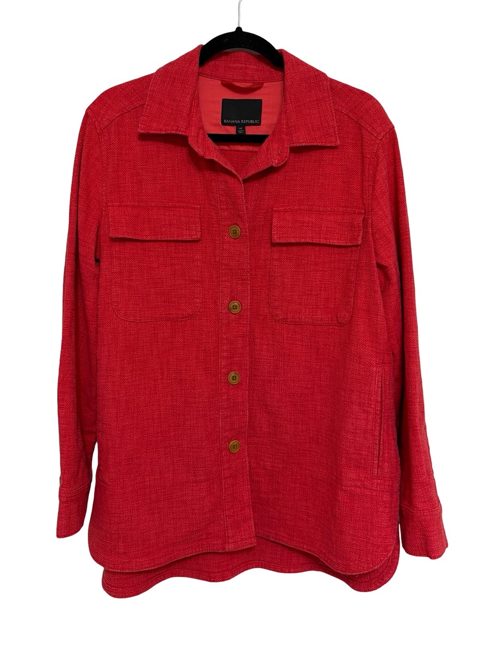 Banana Republic Women’s Hopsack Shirt Jacket Shacket in Poppy Red - Size M